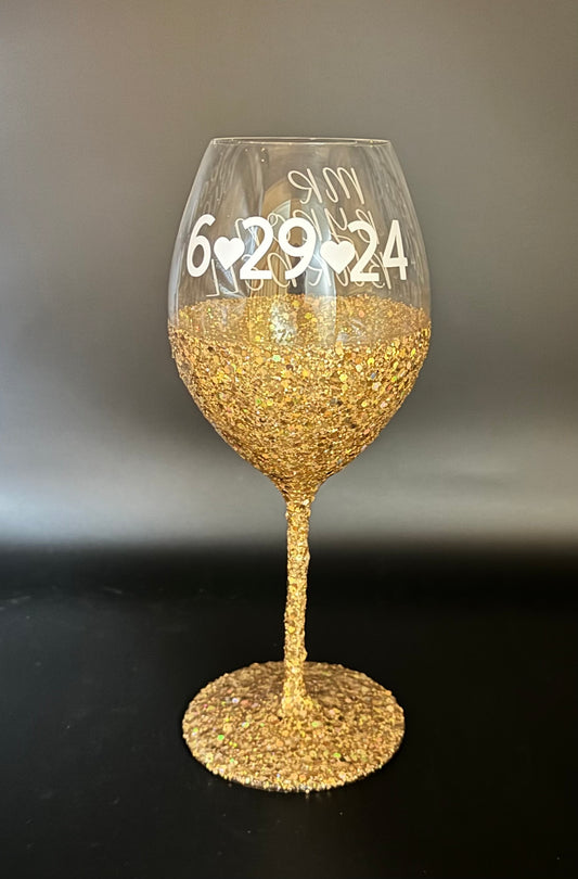 (C.Y.O.P.) 21oz Stemmed Glitter Wine Glass